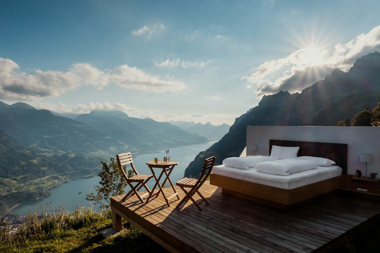 Letto all’aperto affacciato sulla valle