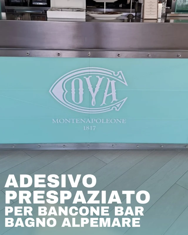 Adesivo prespaziato per bancone bar – Bagno Alpemare – GOU Pubblicità